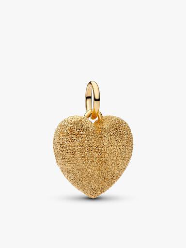 Collar con colgante de corazón abultado con textura dorada