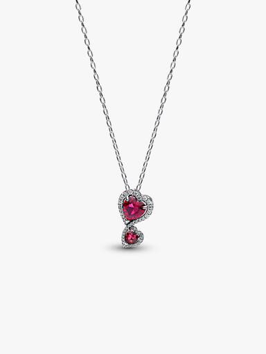 Collar con Colgante Corazones con Halo Rojo