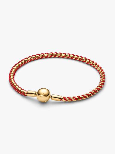 Brazalete de cadena tipo caja con cordón rojo