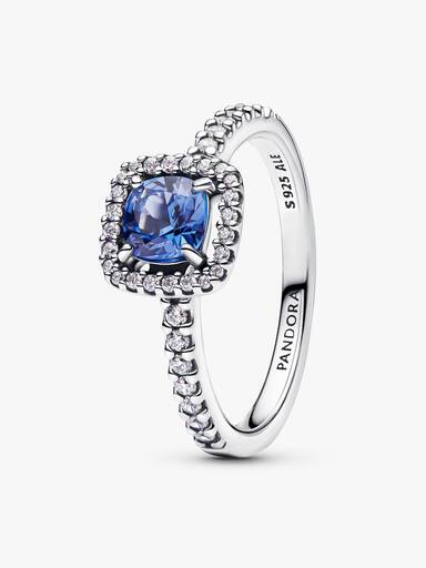 Anillo Halo azul cuadrado brillante