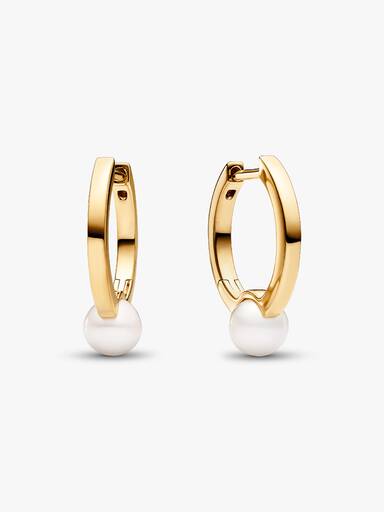 Aretes de Aro Perla Cultivada de Agua Dulce Tratada