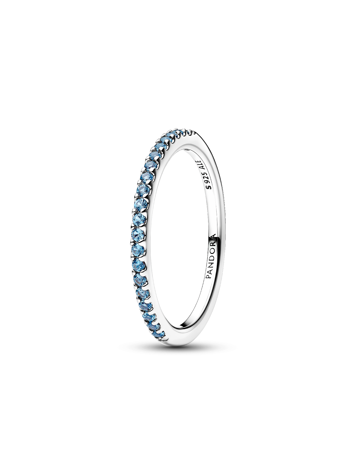 Anillo Eternidad Media Banda Aguamarina Resplandeciente 