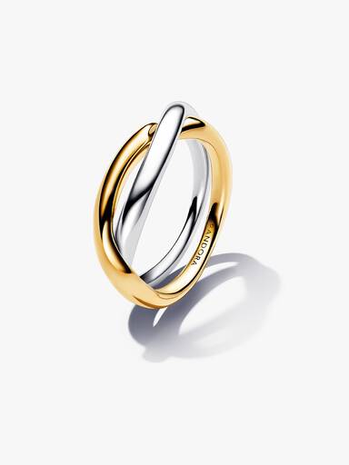 Anillo de Bandas Entrelazadas en Dos Tonos