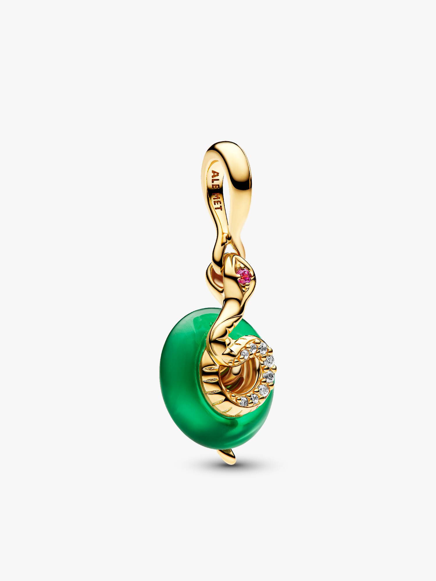 Charm Colgante cristal Murano verde con serpiente