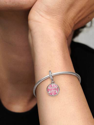 Charm colgante Pastel de cumpleaños rosa