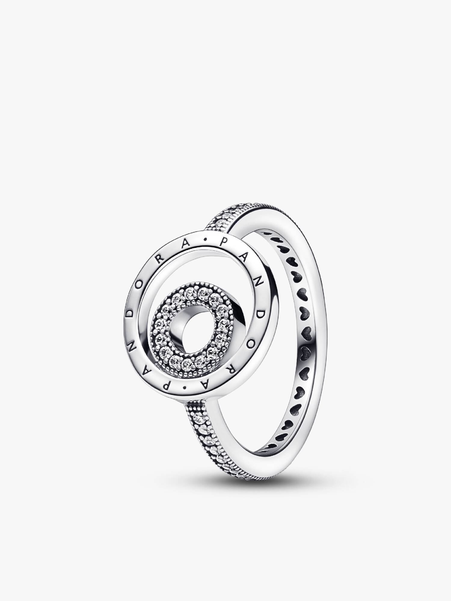 Anillo Círculos en pavé con logotipo Pandora Signature