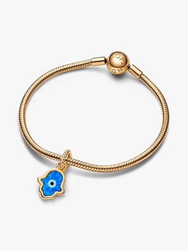 Charm Colgante Mano Hamsa azul opalescente