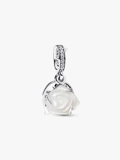 Charm Colgante Doble Rosa Blanca en Flor