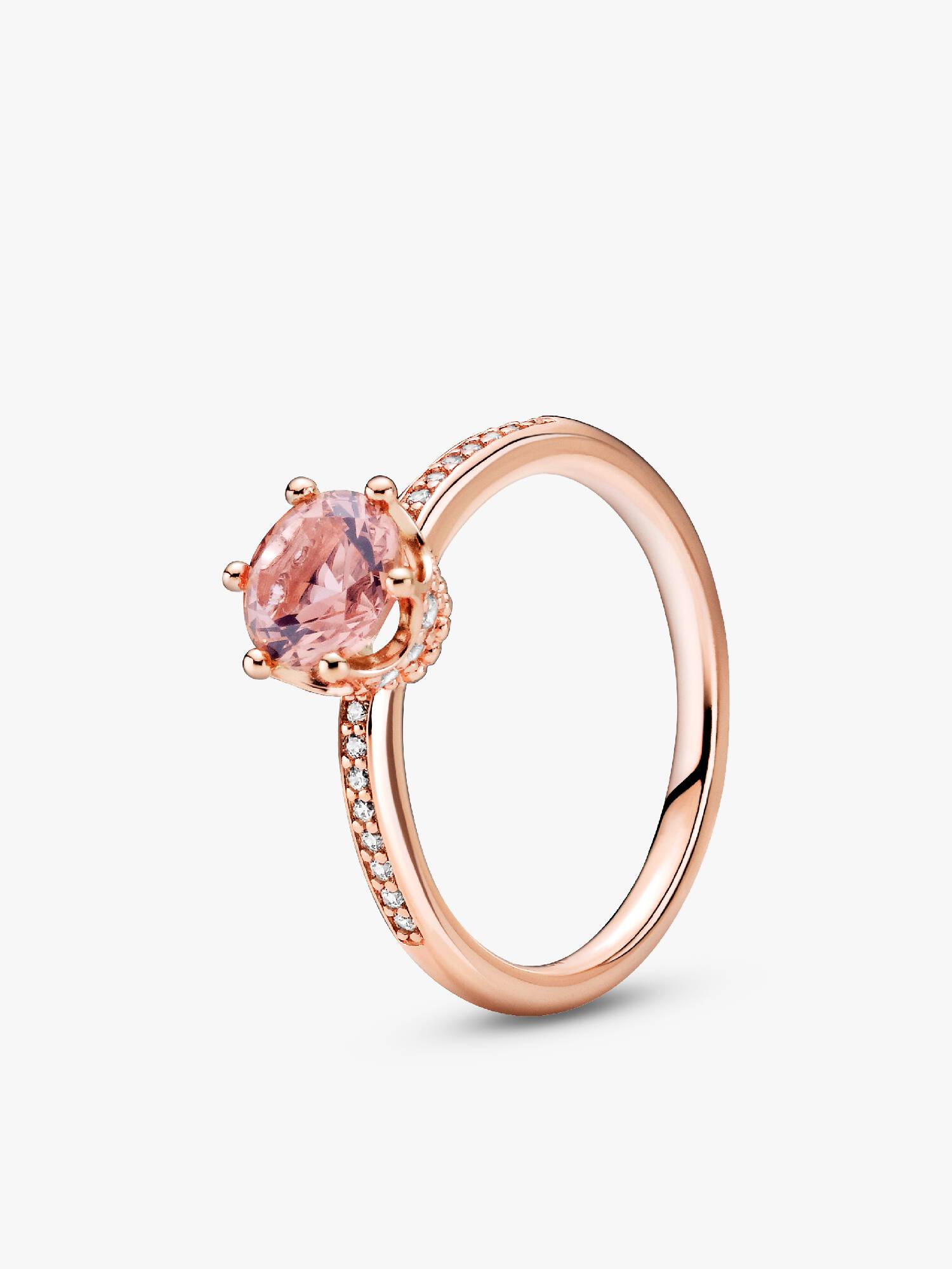 Anillo solitario Corona reluciente rosa