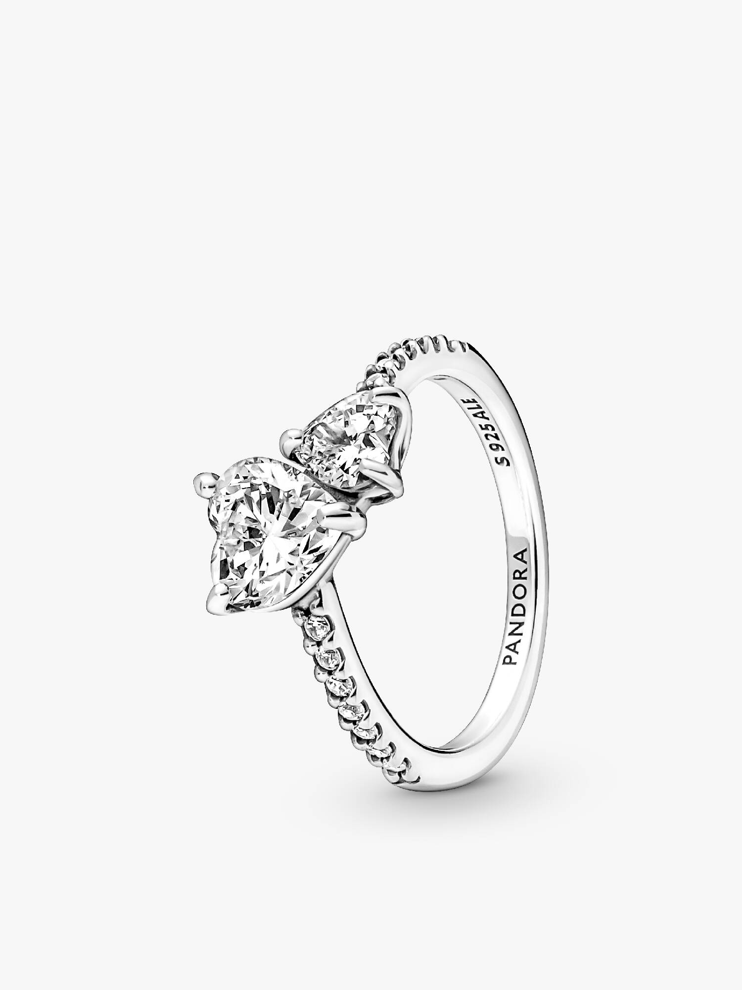 Anillo reluciente Corazón doble