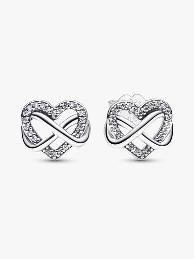 Aretes de botón Corazón infinito reluciente