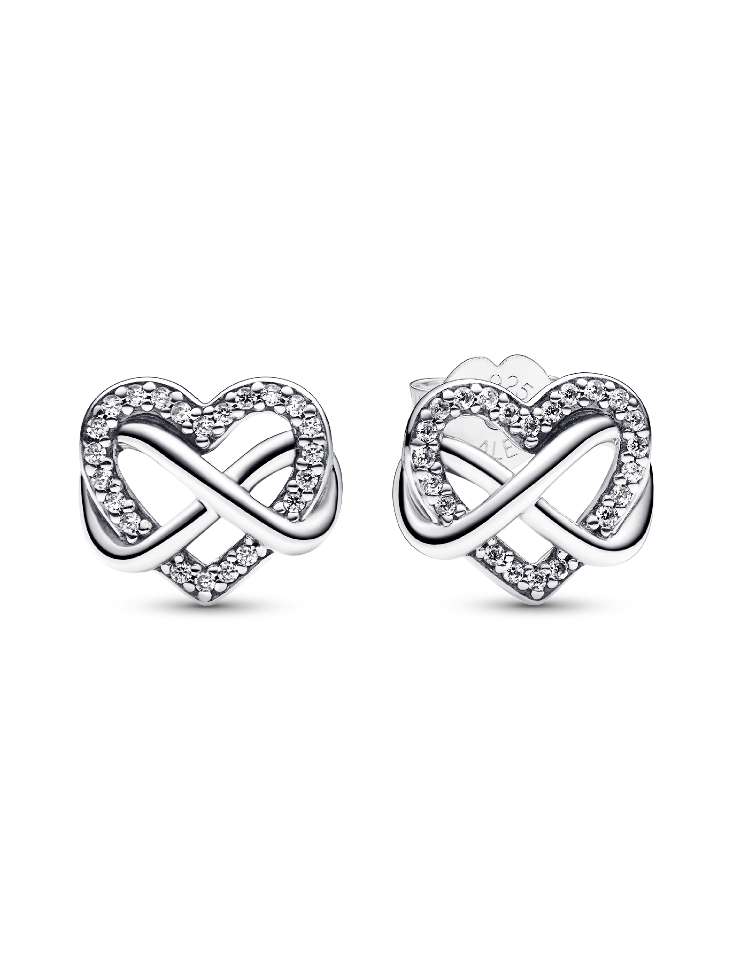 Aretes de botón Corazón infinito reluciente