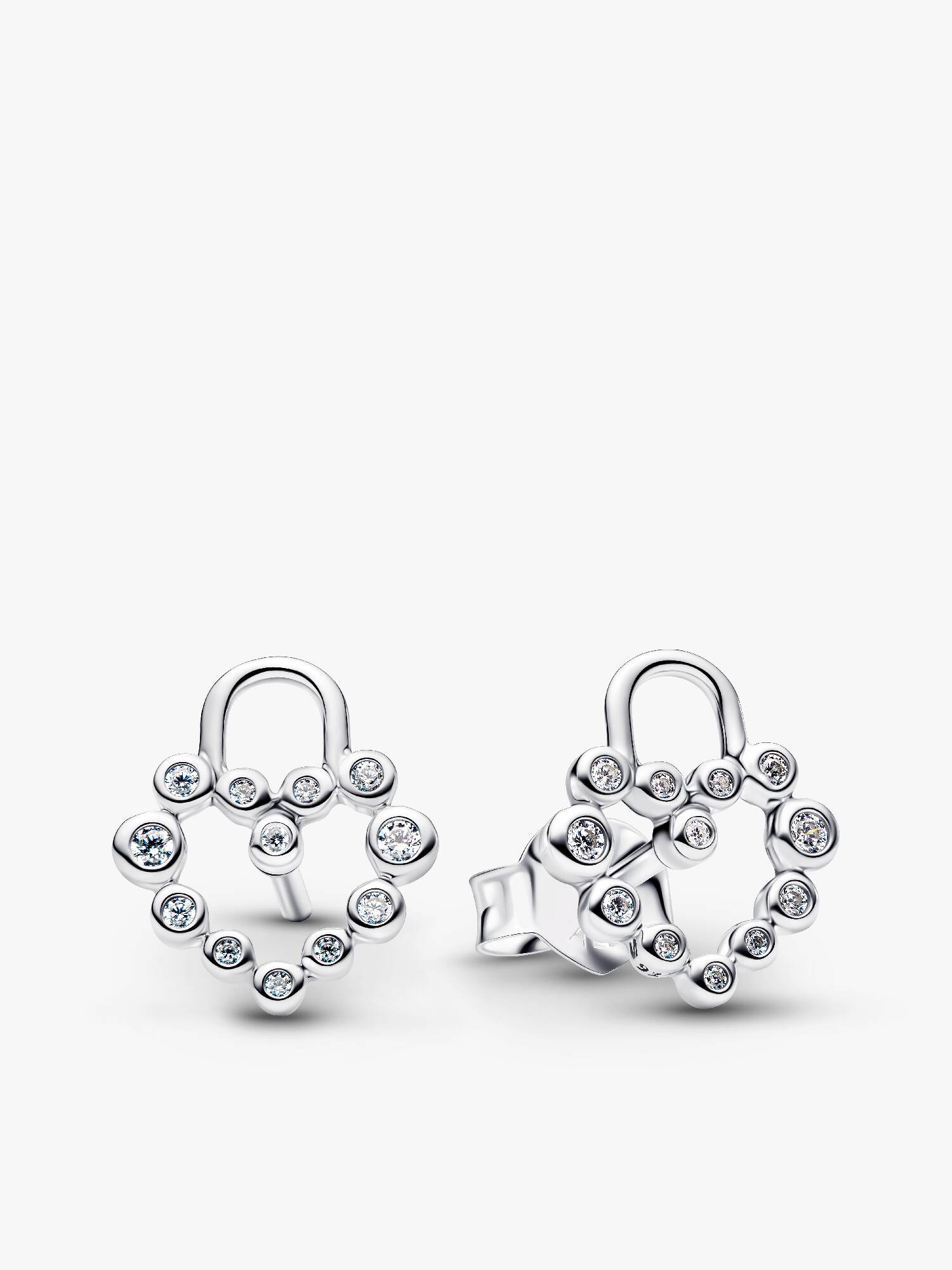 Aretes de botón candado en forma de corazón reluciente