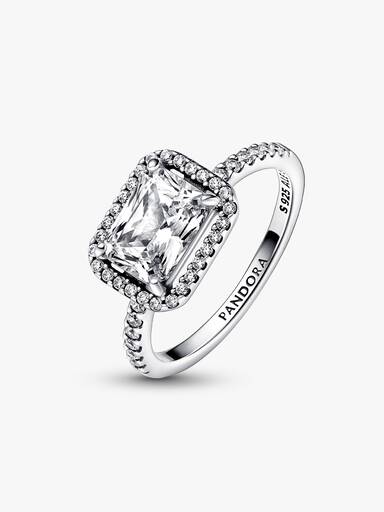 Anillo Halo rectangular reluciente