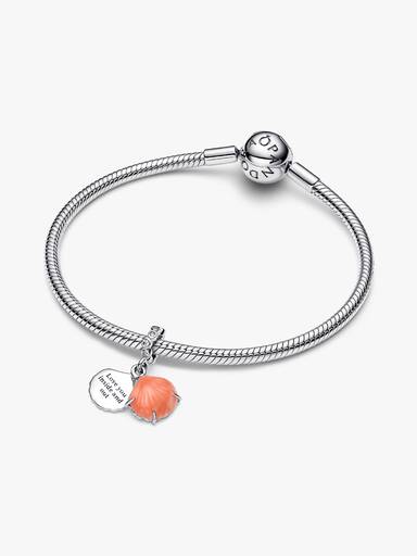 Charm Colgante Concha doble color coral