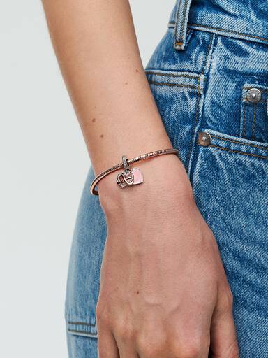 Charm colgante Corazón con Infinito resplandeciente