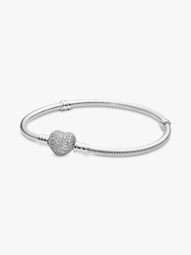Brazalete de cadena de serpiente y corazón brillante