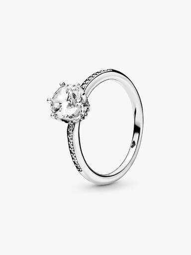 Anillo solitario Corona reluciente transparente