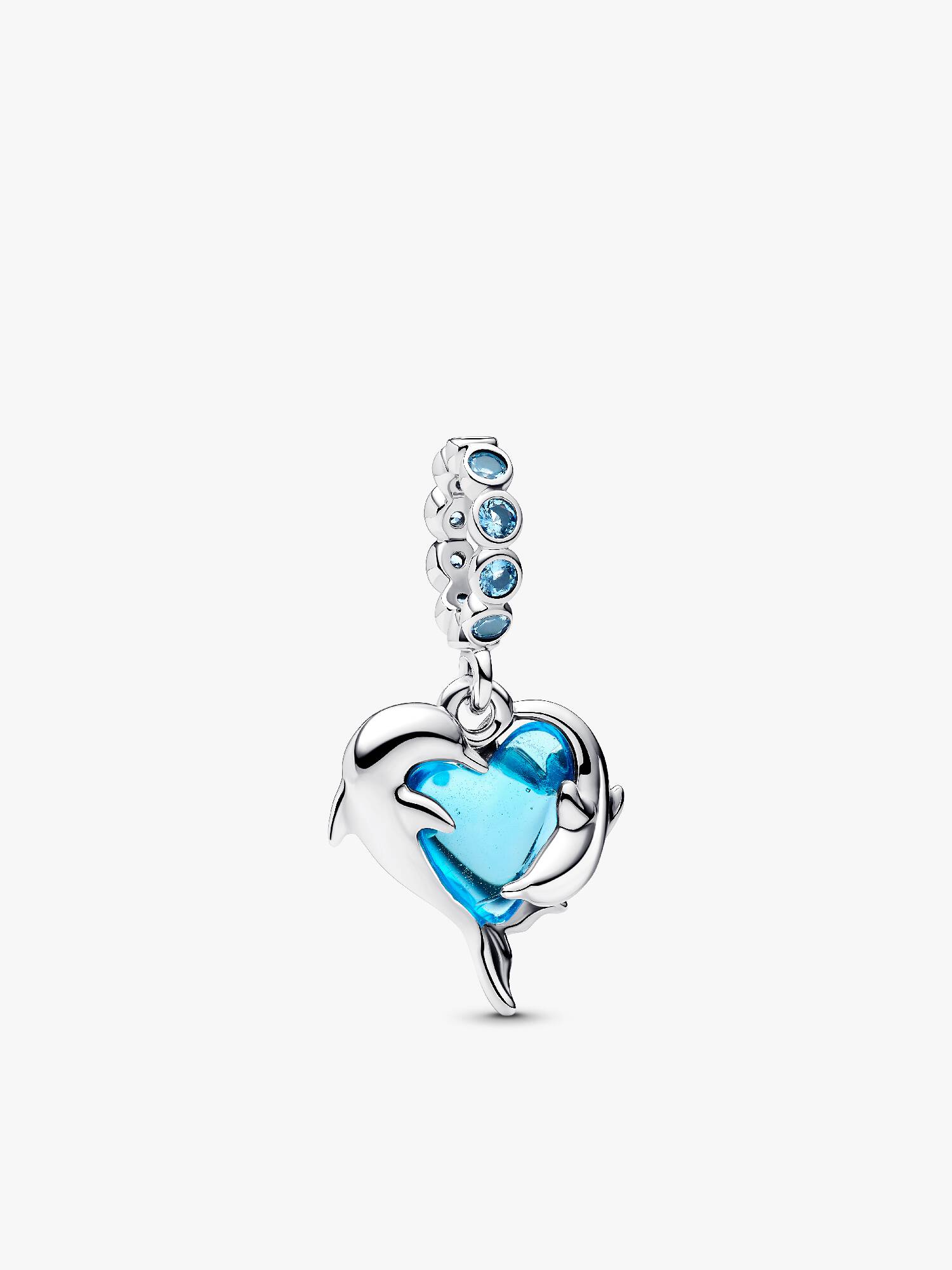 Charm colgante Delfines de cristal Murano azul