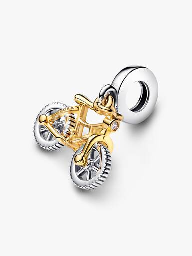 Charm Colgante Bicicleta con Ruedas Giratorias en Dos Tonos