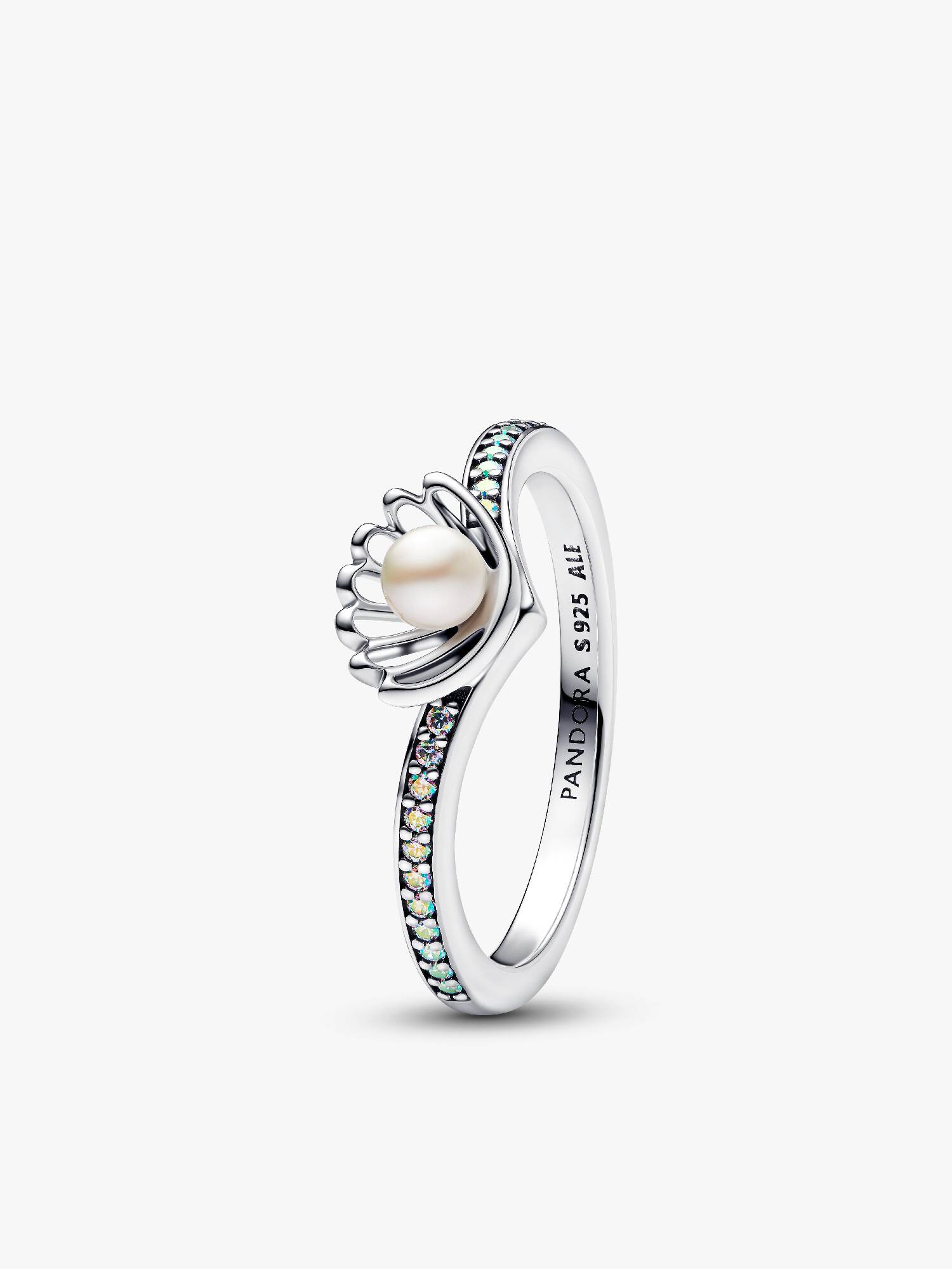 Anillo Concha con Perla Cultivada de Agua Dulce Tratada de Princesa Ariel de Disney