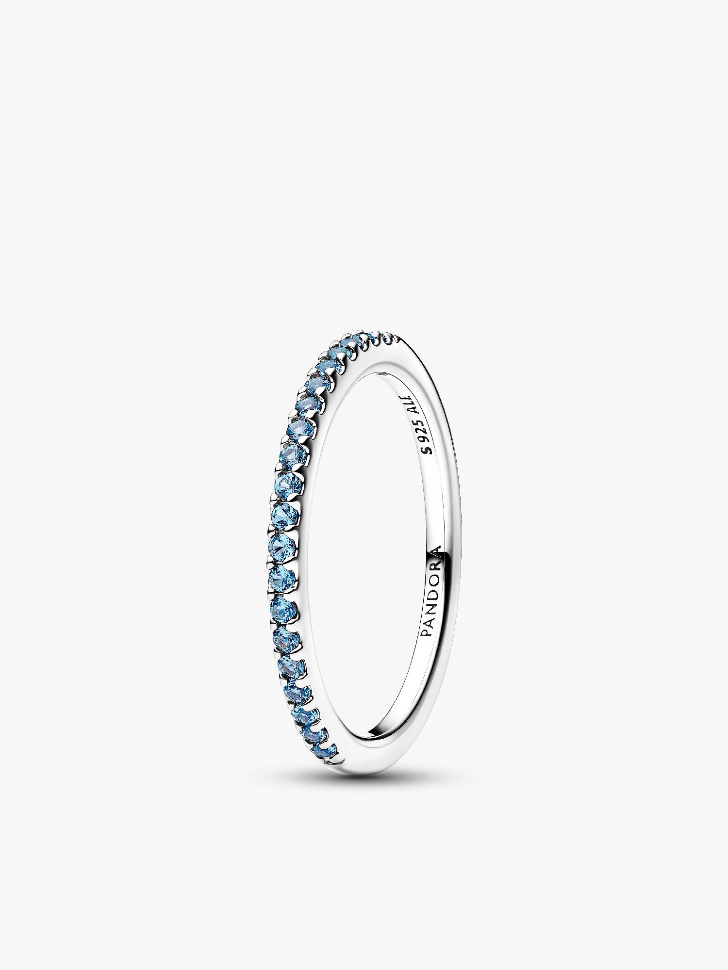 Anillo Eternidad Media Banda Aguamarina Resplandeciente 