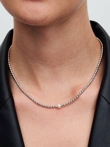 Collar Collier Perla Cultivada de Agua Dulce Tratada y Abalorios