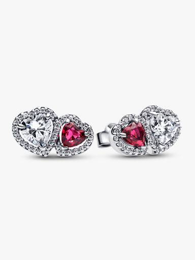 Aretes de botón Corazones con halo