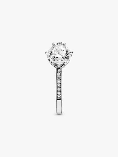 Anillo solitario Corona reluciente transparente