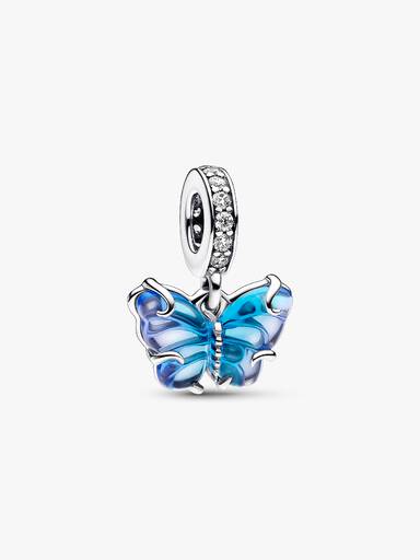 Charm Colgante Mariposa de Cristal Murano azul