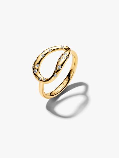 Anillo de impacto de forma orgánica engastado con piedras