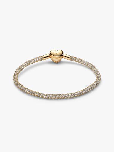 Pulsera de malla brillante con broche de corazón