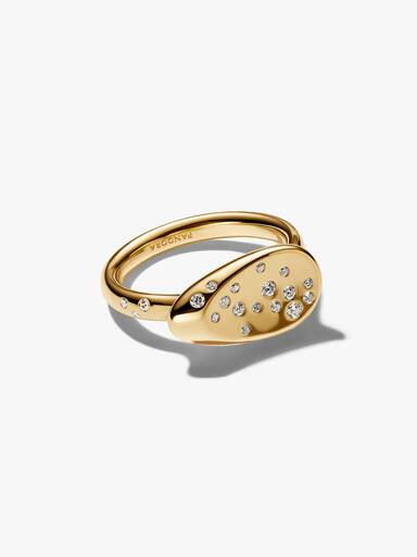 Anillo Sello Ovalado Pequeño con Piedras Engastadas