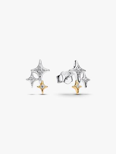 Aretes de botón Estrella Triple