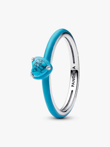 Anillo Corazón de color turquesa