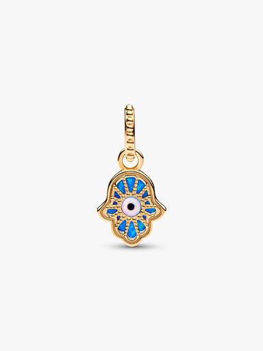 Charm Colgante Mano Hamsa azul opalescente