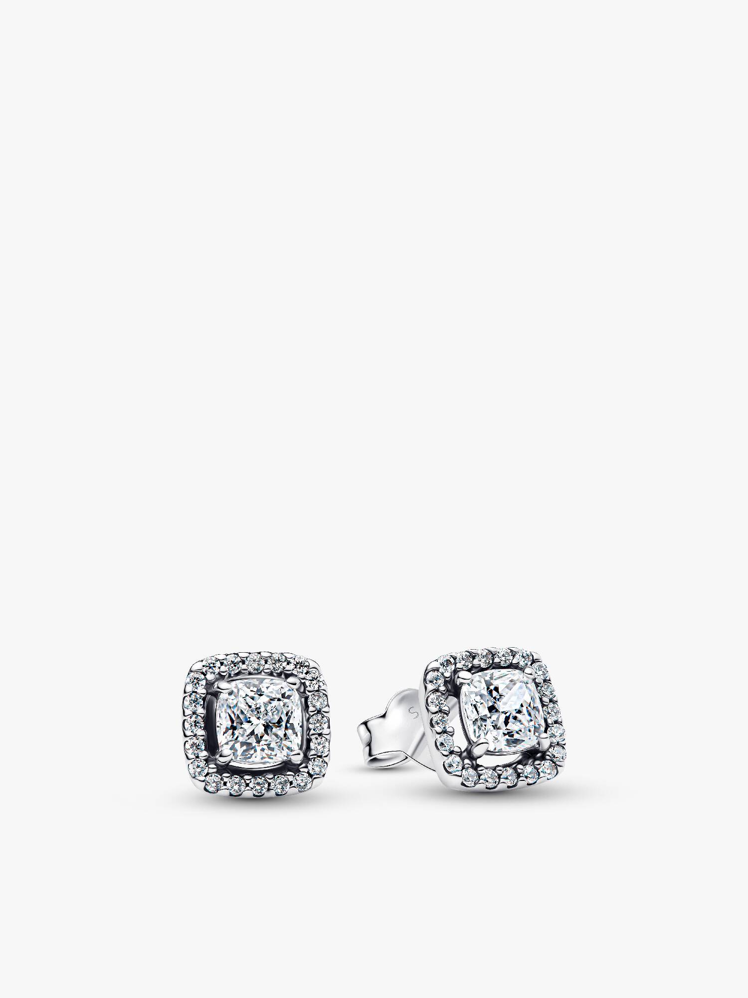 Aretes de botón Halo cuadrado brillante
