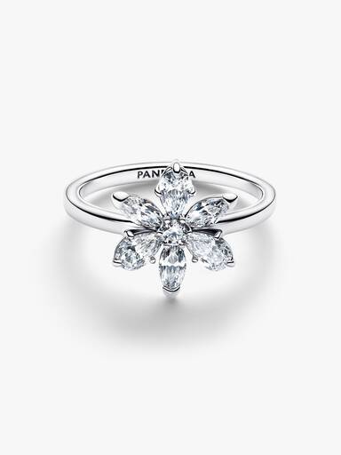 Anillo Cóctel de flores estilo herbario brillante