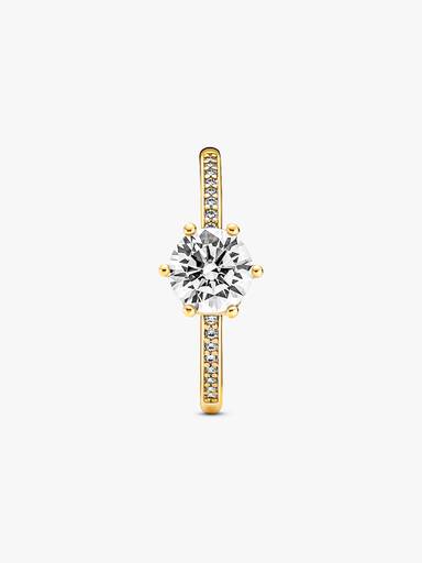 Anillo solitario Corona reluciente transparente