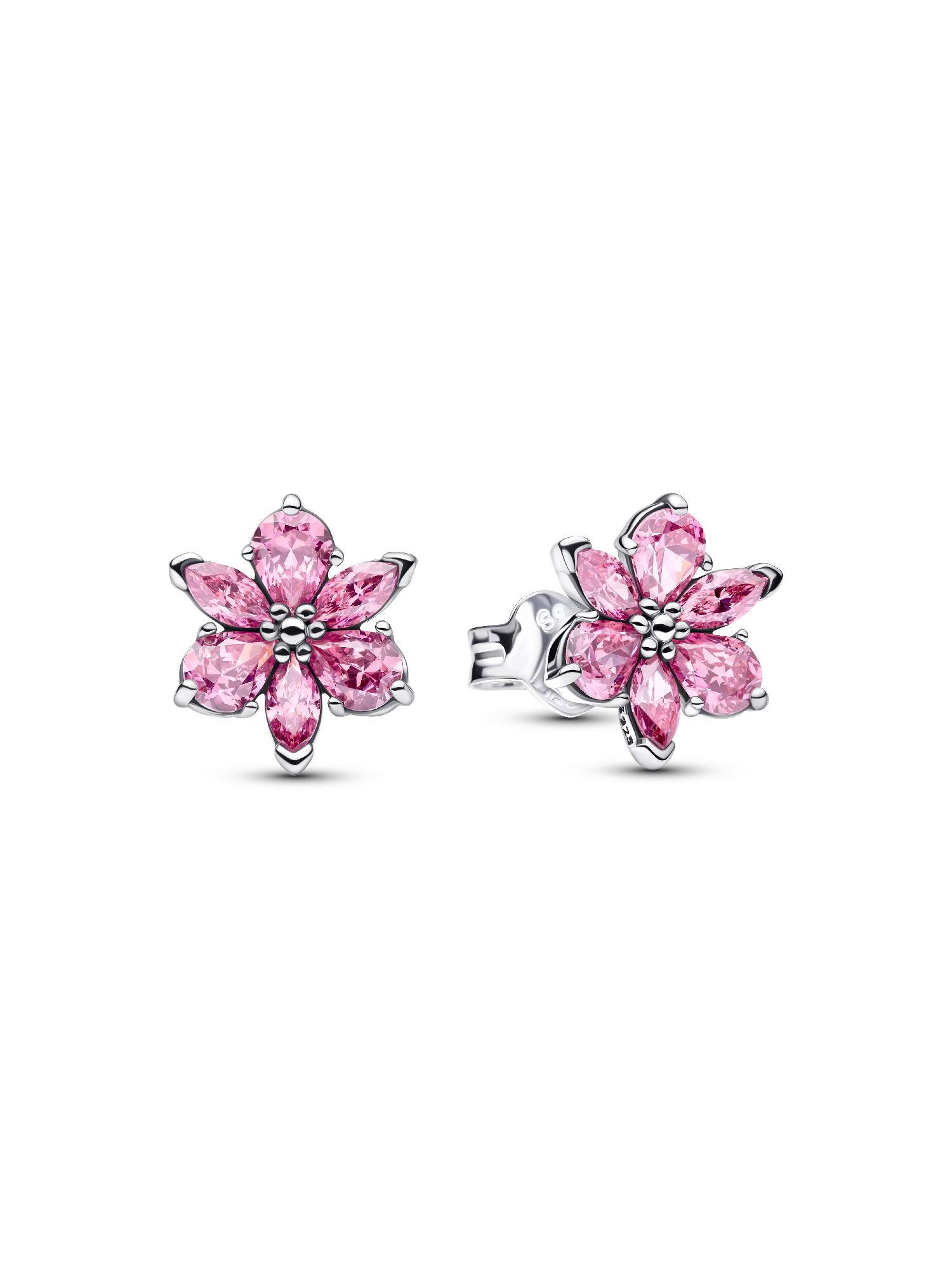 Aretes de botón Flor rosada herbario reluciente