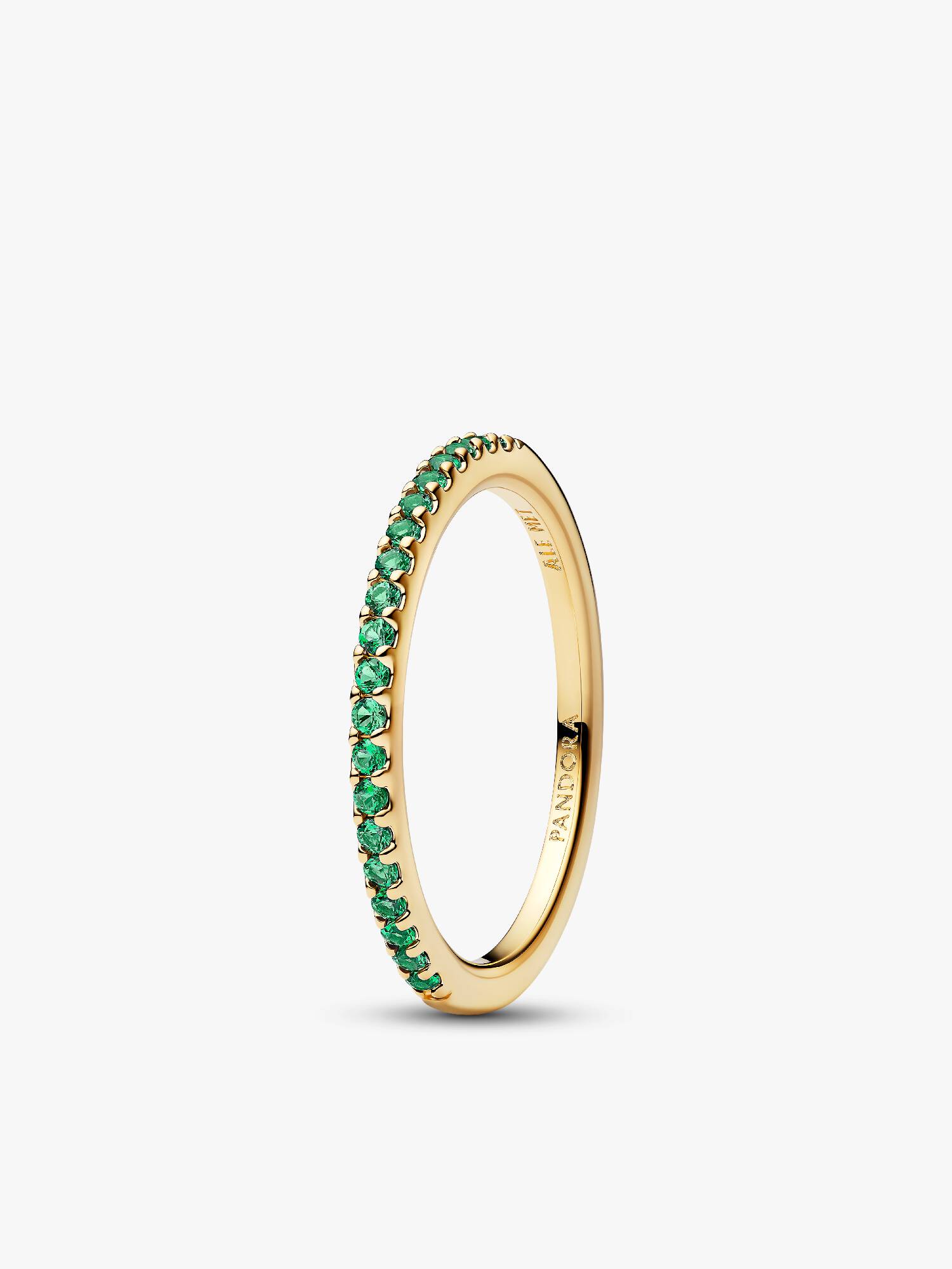 Anillo Eternidad Media Banda Verde Resplandeciente 