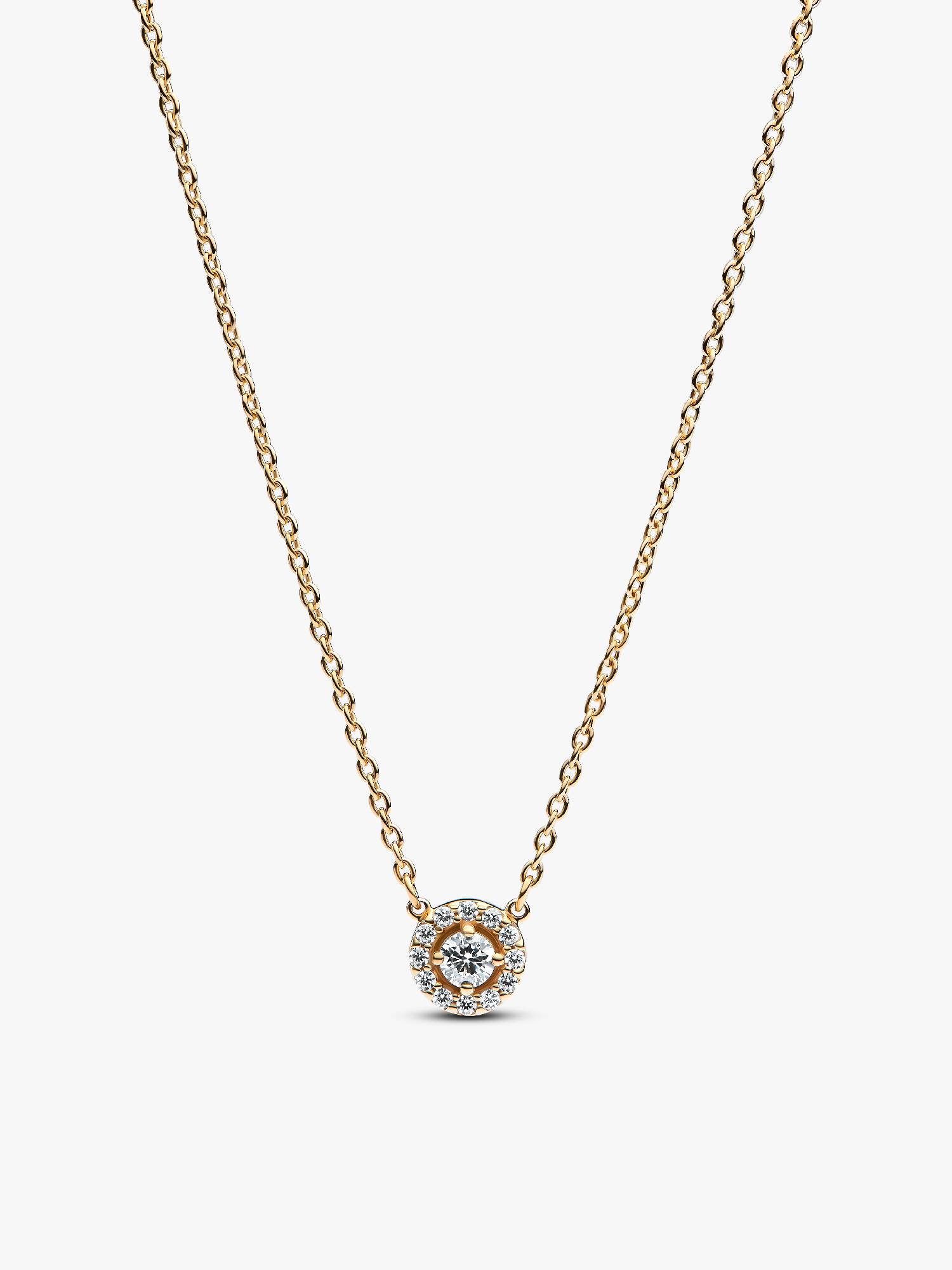 Collar con Colgante Halo Redondo en Pavé
