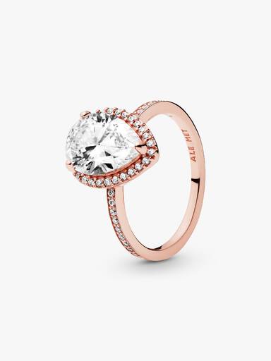 Anillo con halo brillante en forma de gota