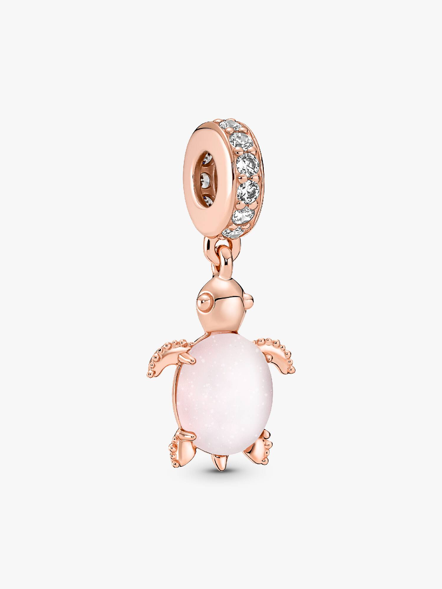 Charm colgante Tortuga de mar rosa de cristal Murano Recubrimiento en Oro Rosa 14k