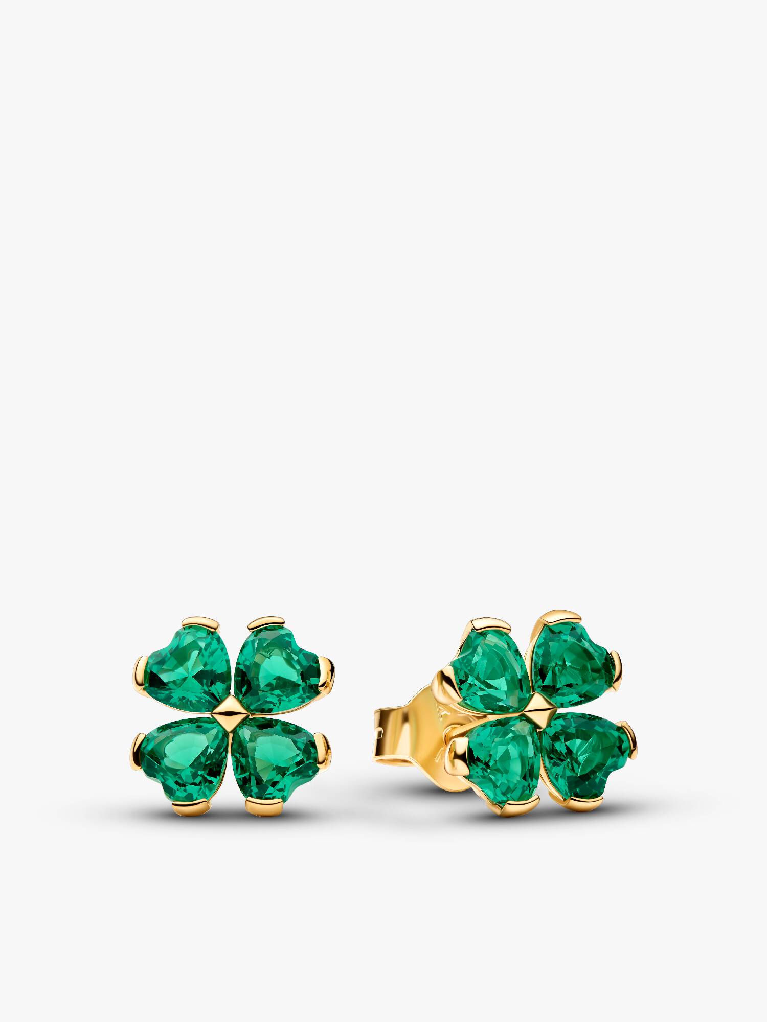 Aretes de botón Trébol de la suerte verde