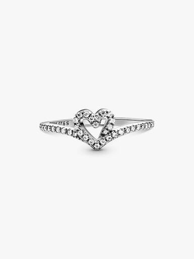 Anillo Hueso de los deseos con corazón reluciente