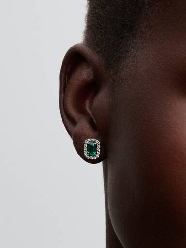 Aretes de botón Rectángulo reluciente