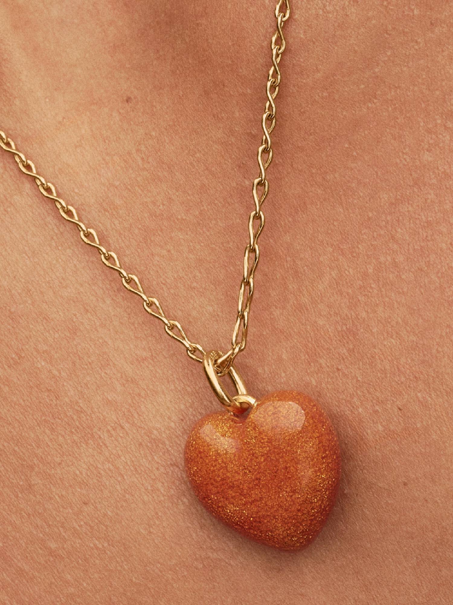 Charm colgante Corazón Acolchado Naranja