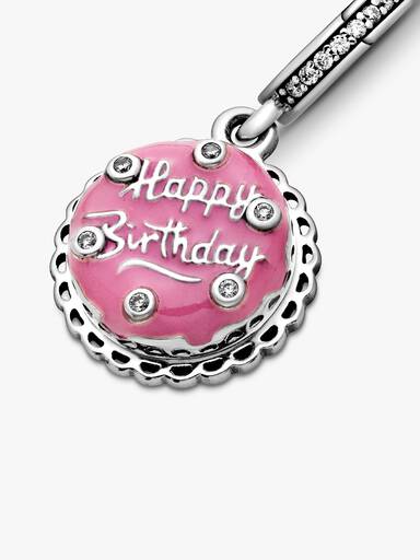 Charm colgante Pastel de cumpleaños rosa
