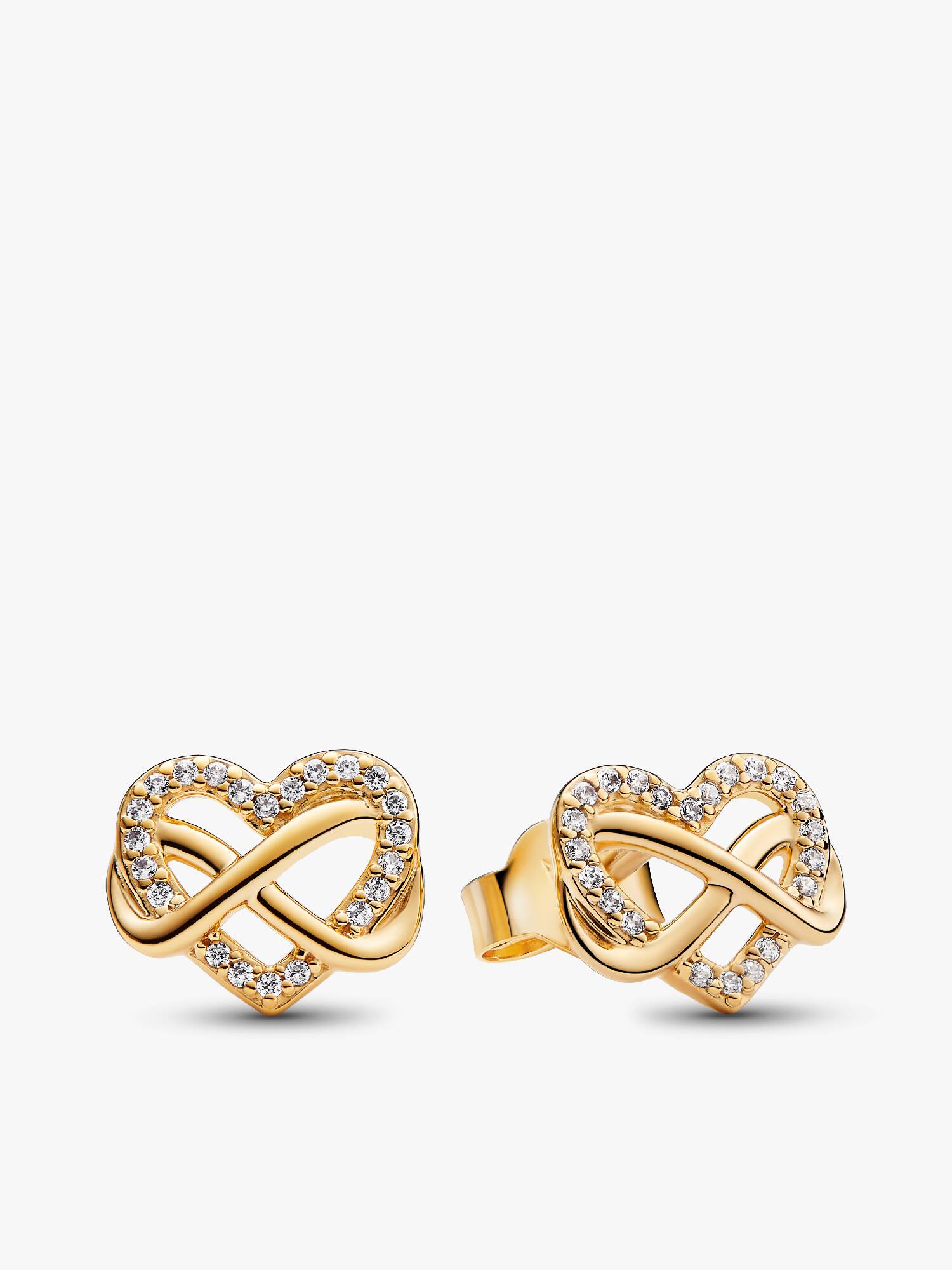 Aretes de botón Corazón infinito Brillante